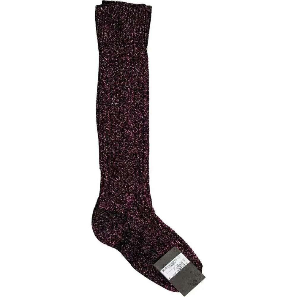 Gucci Wool Red/Black Metallic Crew Socks, M9 20-22cm